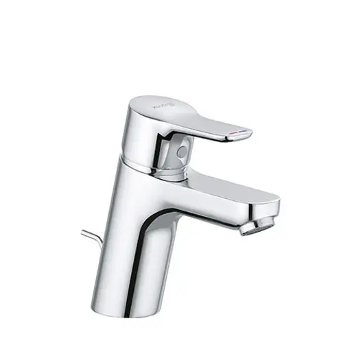 Kludi-Waschtischarmatur mit eleganter Chrom-Oberfläche, einhebelige Bedienung und Metallablauf. Geeignet für verschiedene Waschbecken.